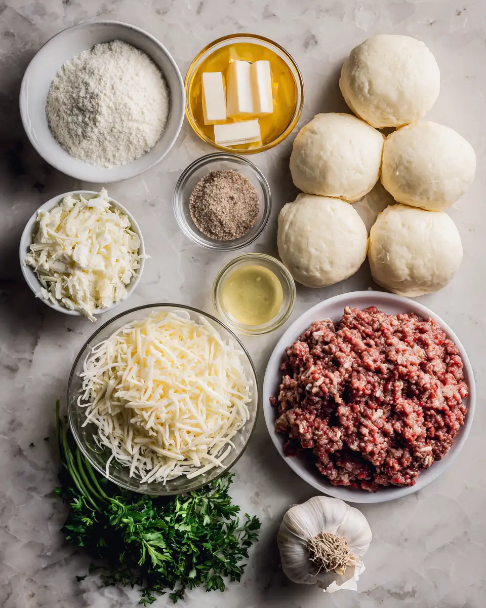 Ingredients for Irresistible Garlic Parmesan Cheeseburger Bombs You Need to Try Today