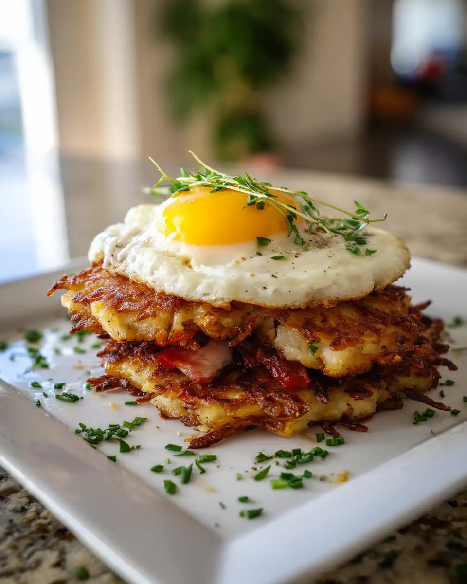 Ultimate Hash Browns Breakfast Stack Loaded with Flavor and Crunch 5 Final dish - Ultimate Hash Browns Breakfast Stack Loaded with Flavor and Crunch
