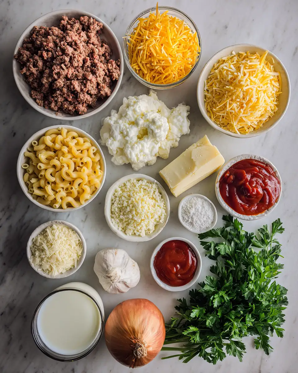 Ingredients for Irresistible Mac and Cheese Meatloaf Casserole That Will Steal Your Heart