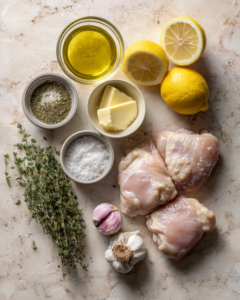 Ingredients for Zesty Lemon Thyme Chicken Recipe That Will Brighten Your Dinner Tonight