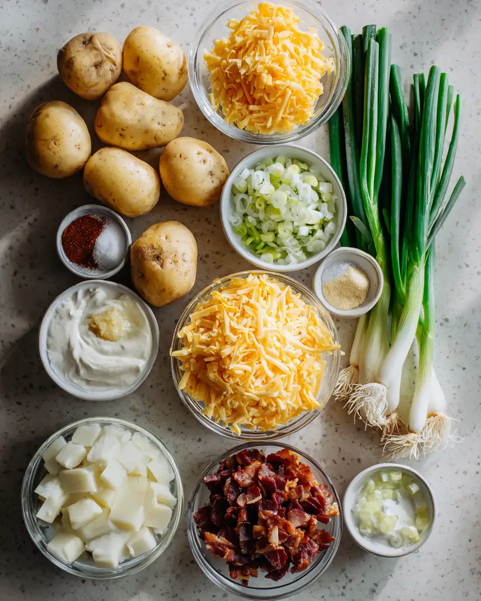 Ingredients for The Ultimate Loaded Baked Potato Casserole Recipe You Need to Try