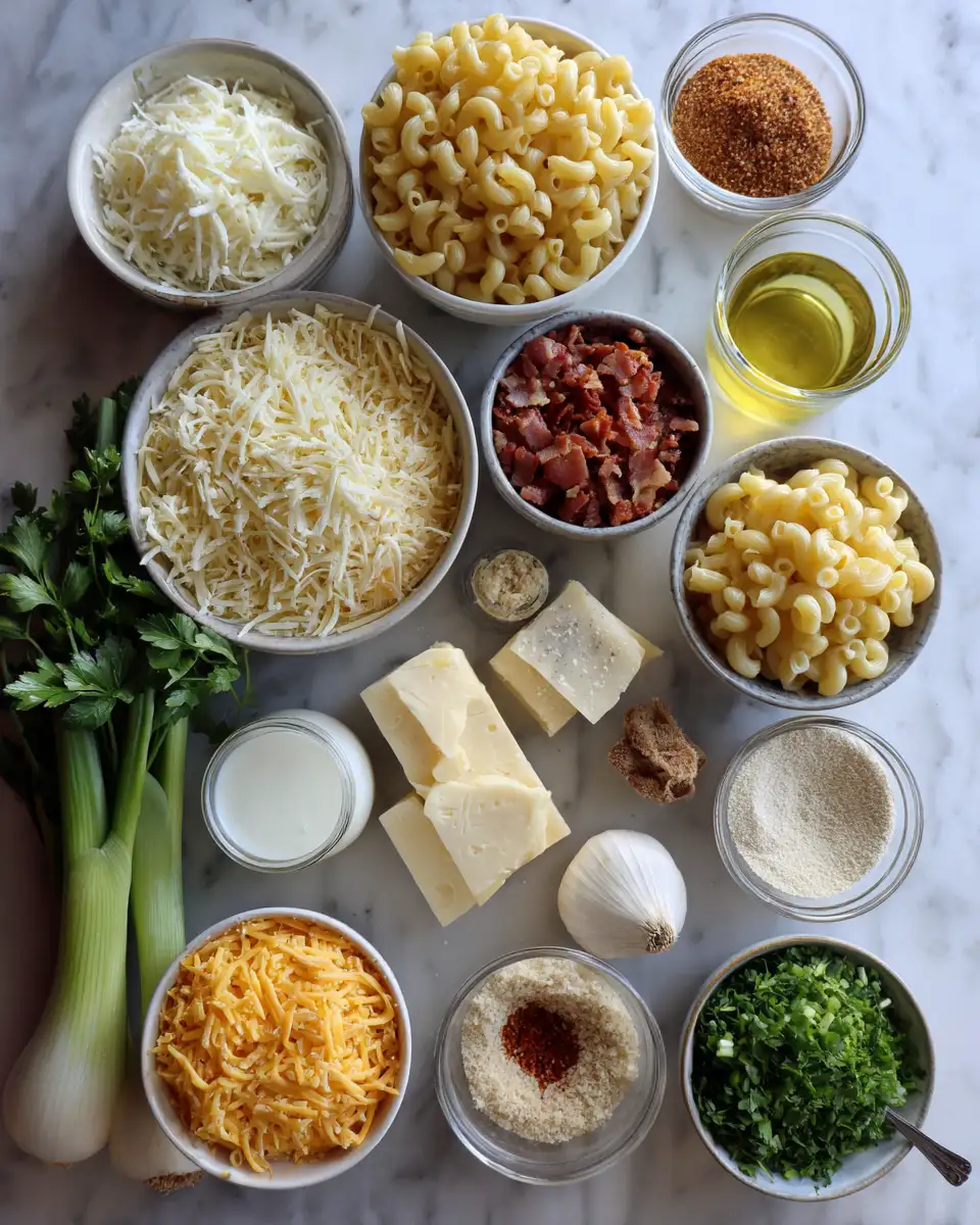 Ingredients for Ultimate Comfort Food Loaded Mac and Cheese Recipe You Need to Try