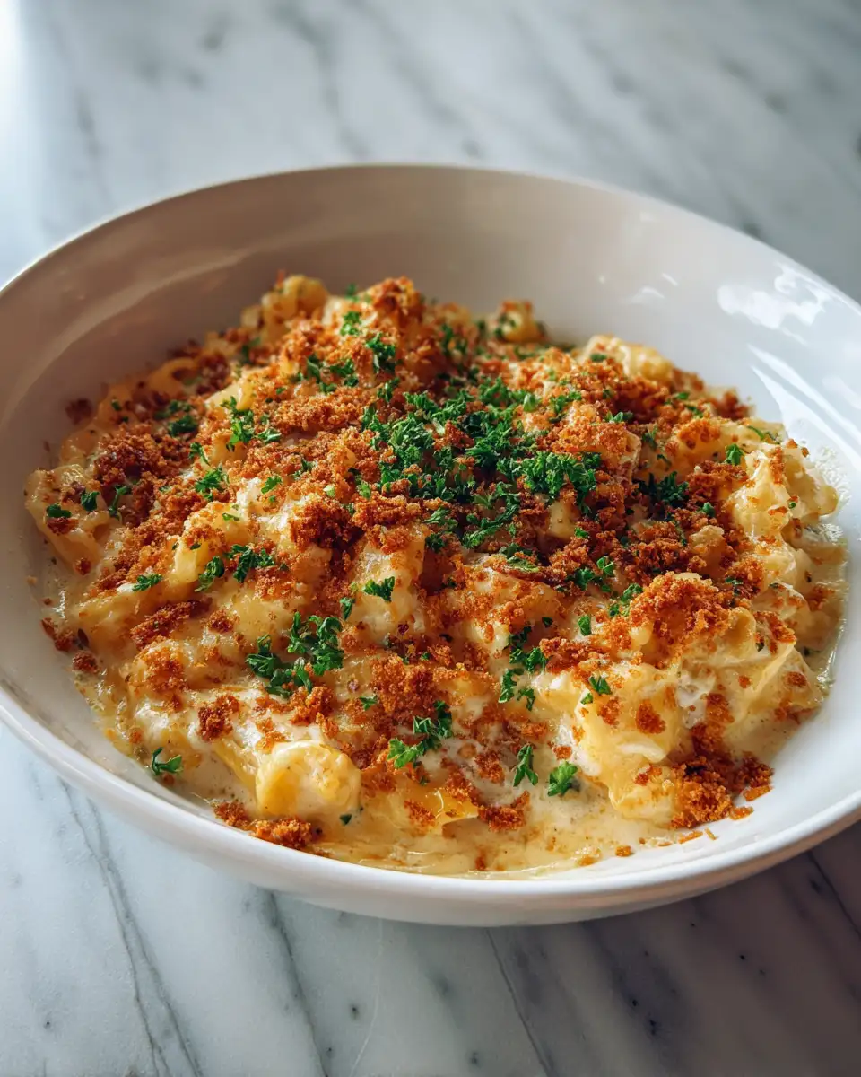 Final dish - Ultimate Comfort Food Mac and Cheese with Crispy Ritz Topping