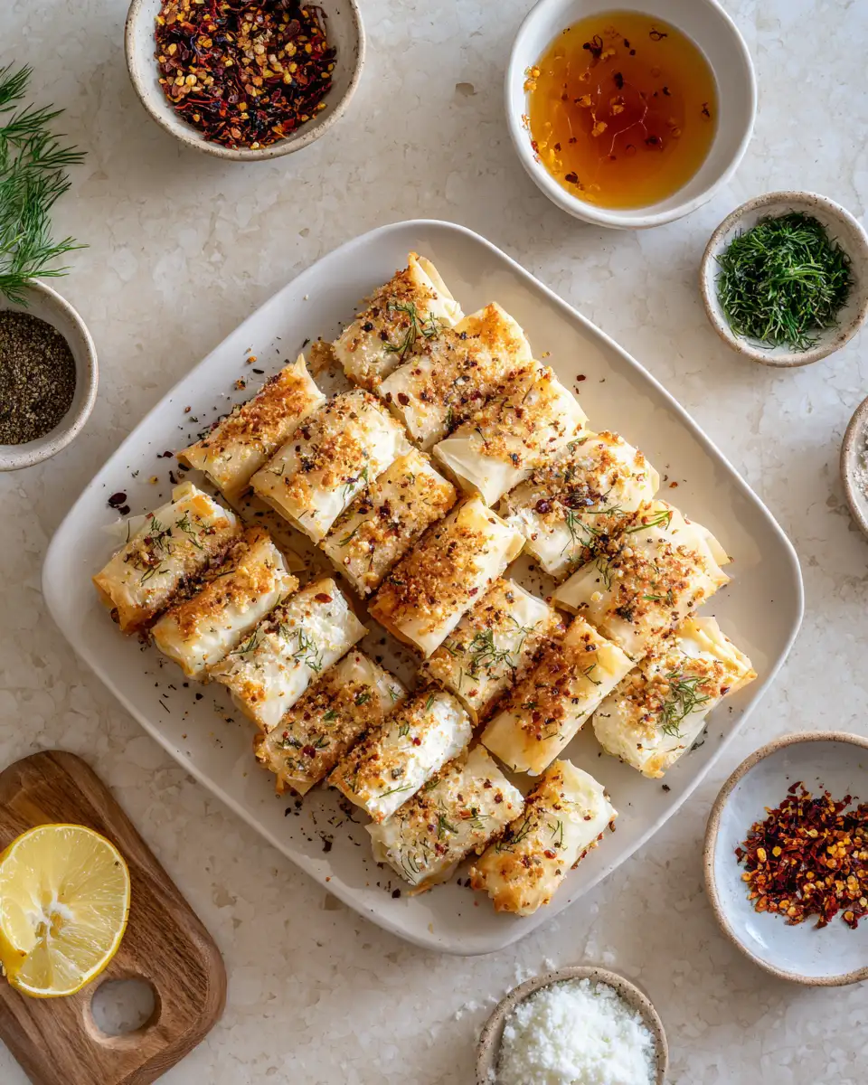 Ingredients for Oven Fried Feta Rolls with Chili Honey A Crispy Sweet and Spicy Delight