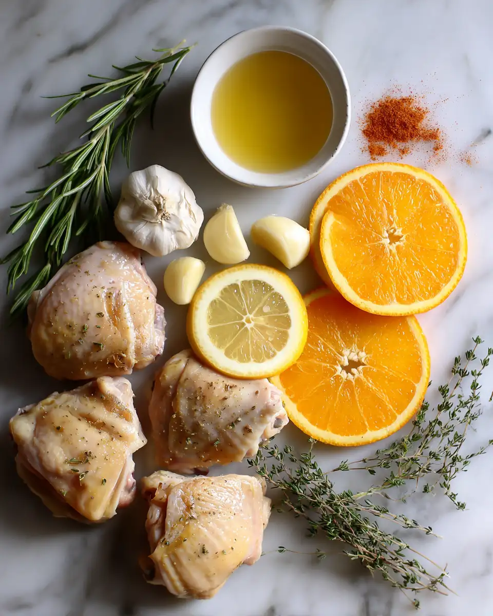 Ingredients for Oven-Roasted Citrus Chicken Delight That Will Brighten Your Dinner Table