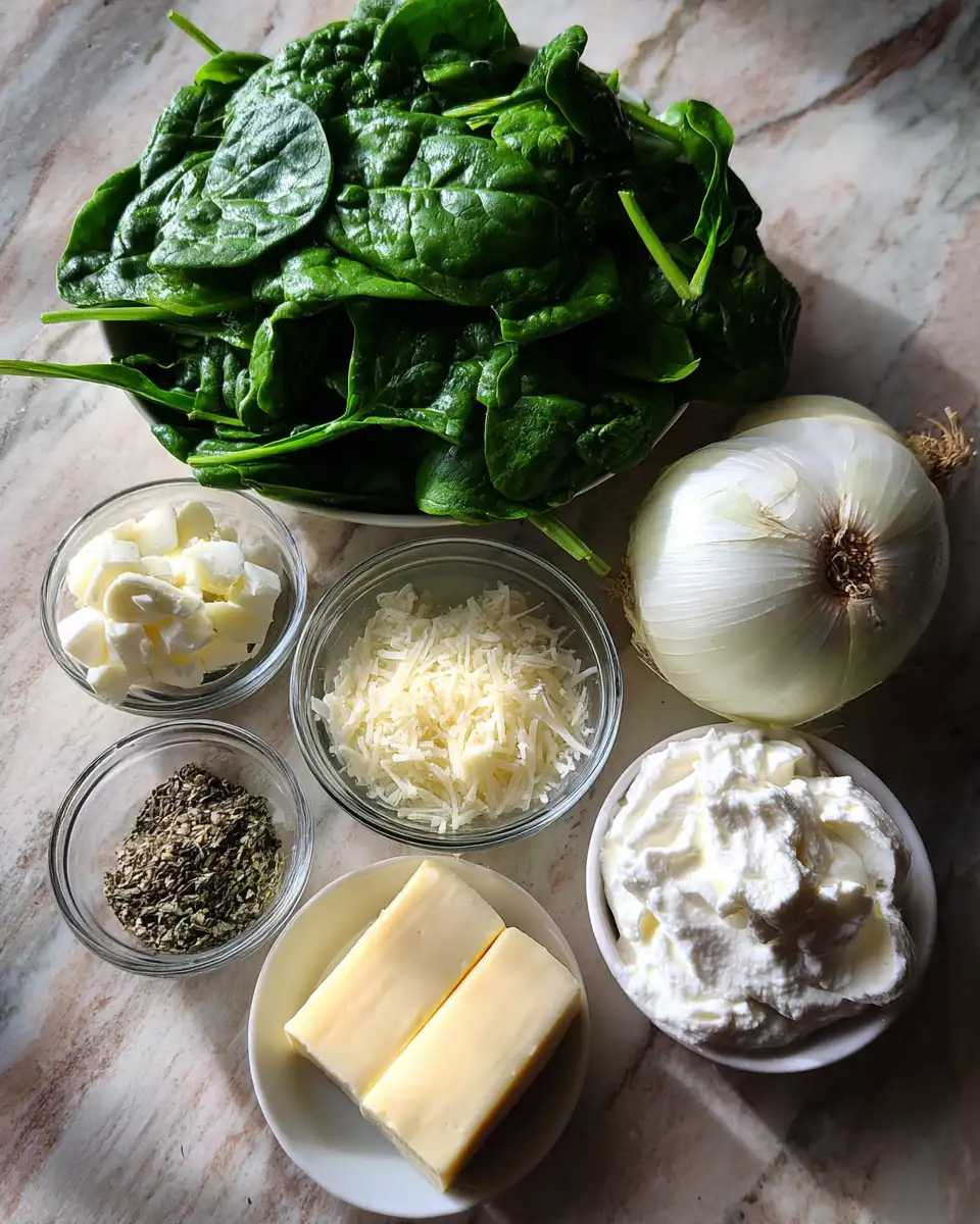 Ingredients for Irresistible Parmesan Creamed Spinach Recipe That Steals the Show