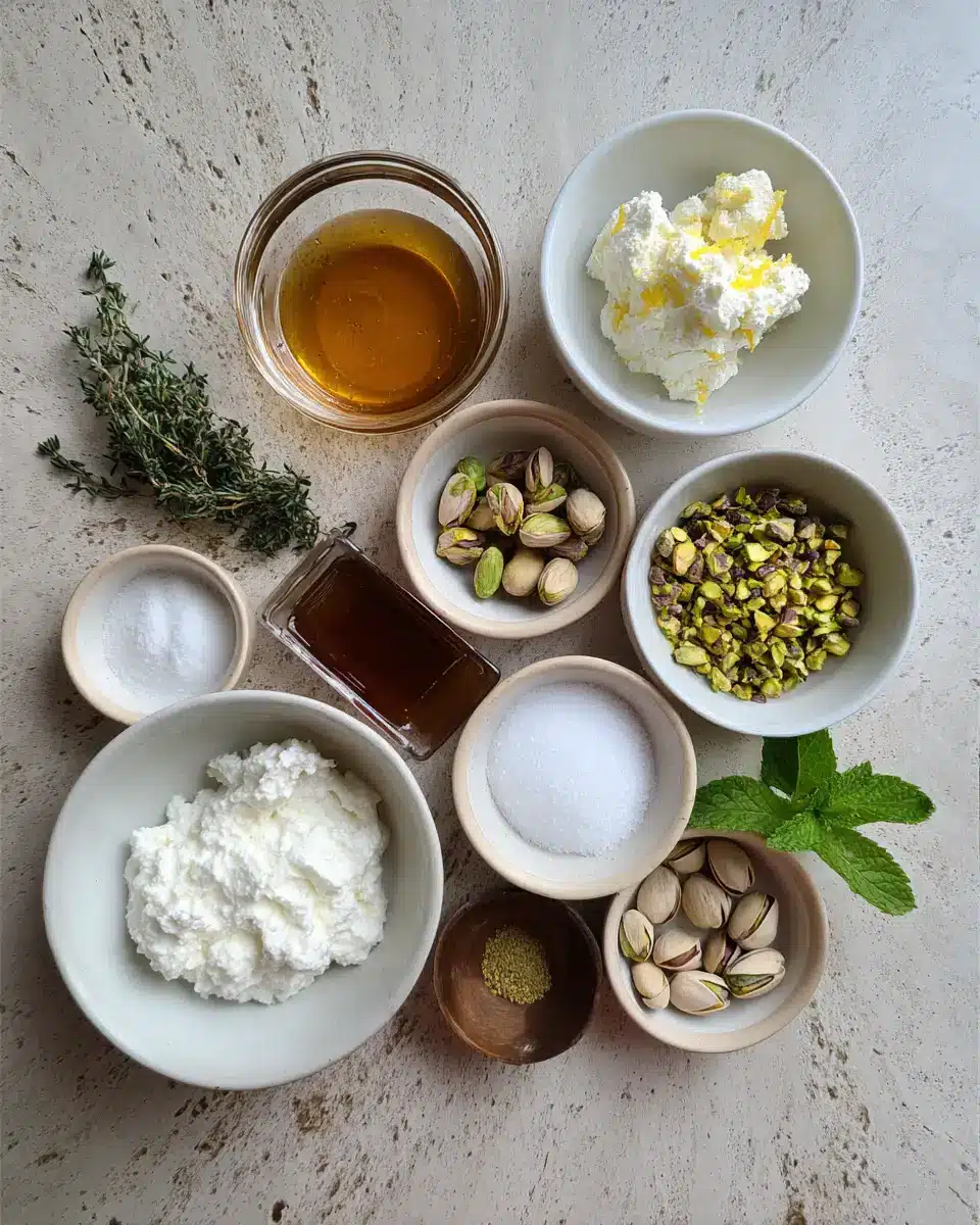 Ingredients for Irresistible Ricotta Pistachio Honey Bites You Have to Try