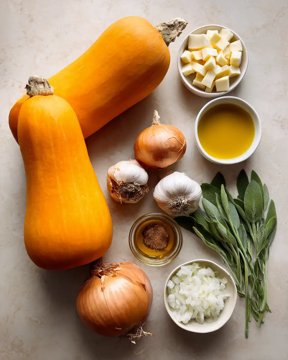 Ingredients for Creamy Comfort in a Bowl Roasted Butternut Squash Soup Recipe