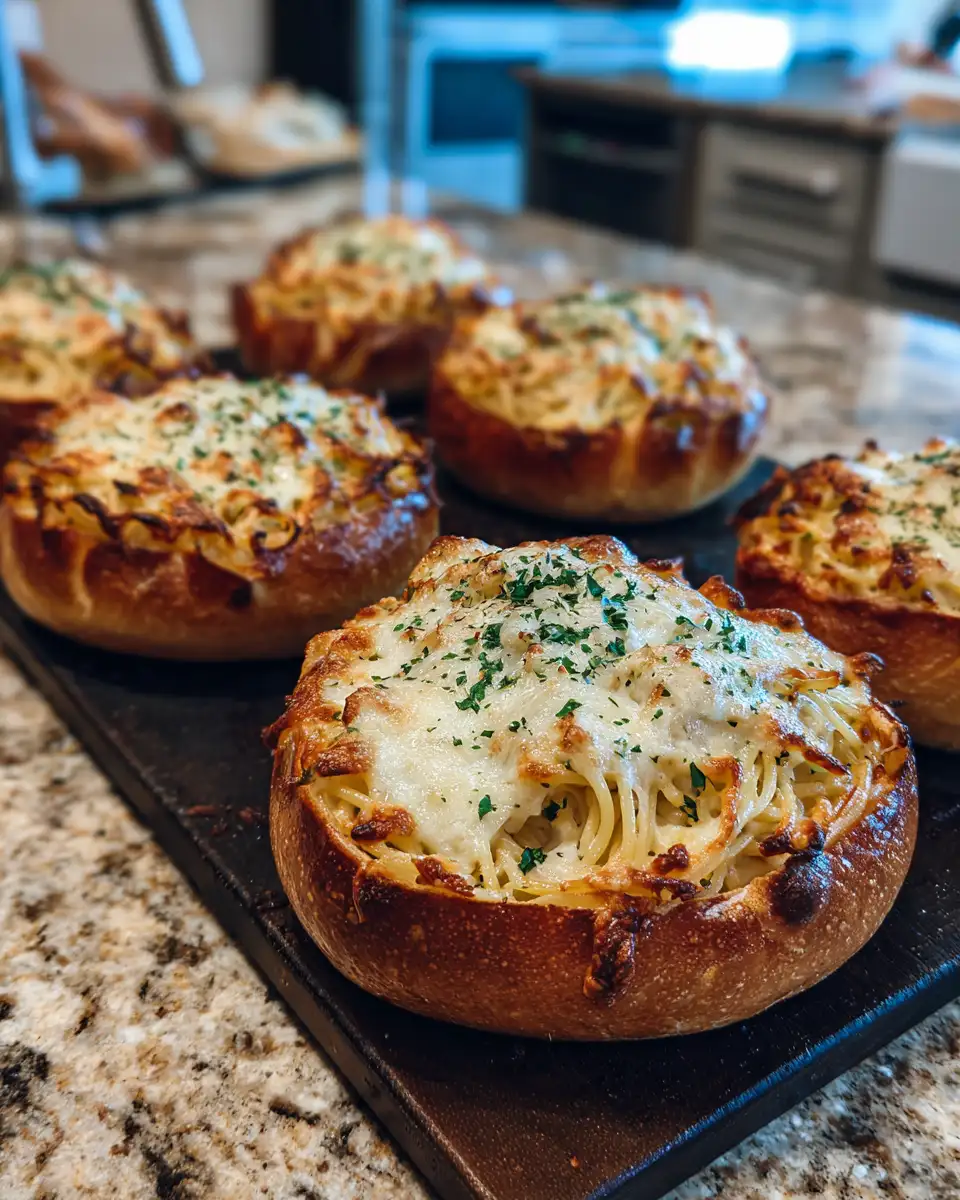 Final dish - Ultimate Spaghetti Garlic Bread Bowls Recipe That Will Wow Your Taste Buds