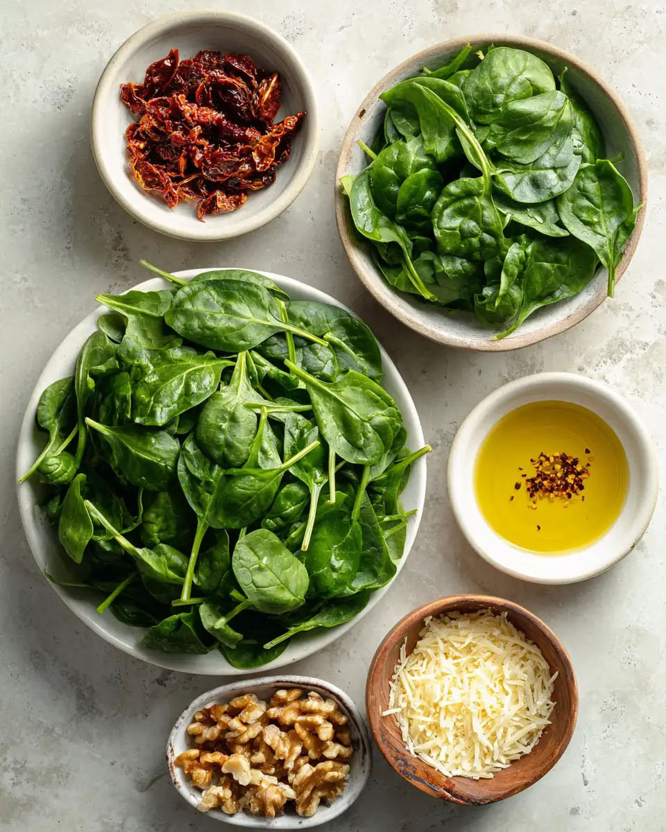 Ingredients for Brighten Your Plate with Sun Dried Tomato Spinach Delights
