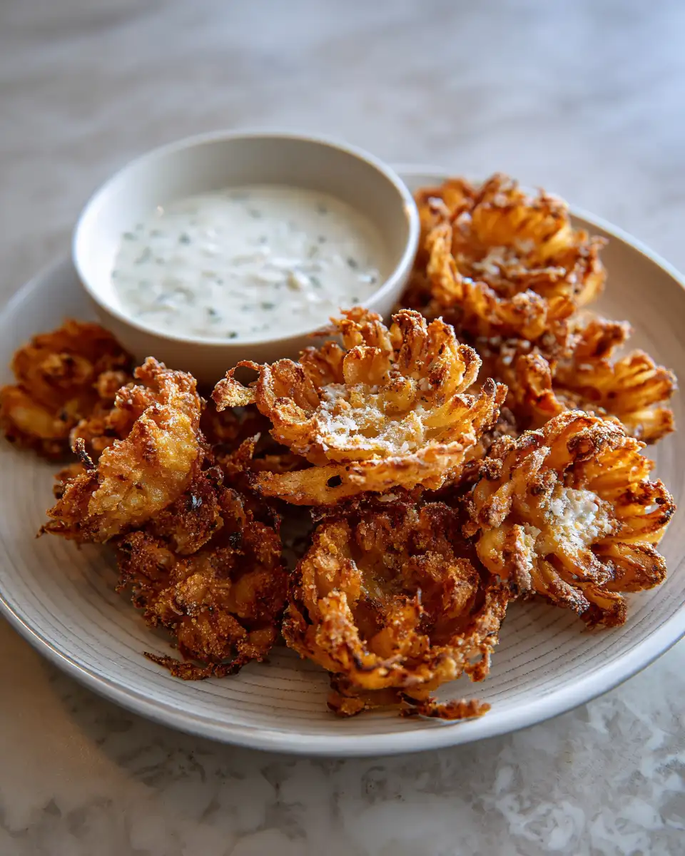Final dish - Crispy Mini Bloomin Onions with Buttermilk Ranch That Will Steal Your Snack Game