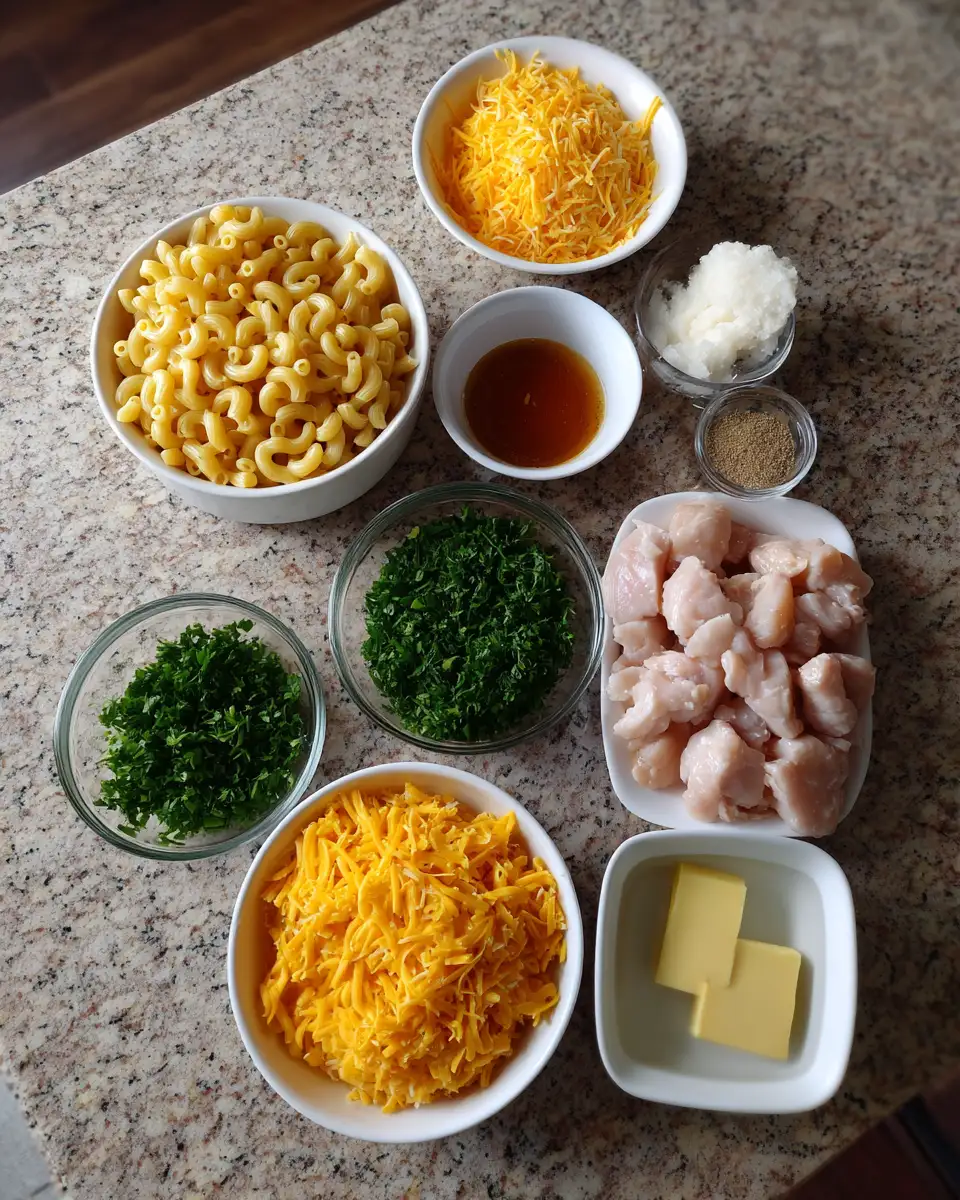 Ingredients for Sweet and Spicy Delight Honey Pepper Chicken Mac and Cheese Recipe