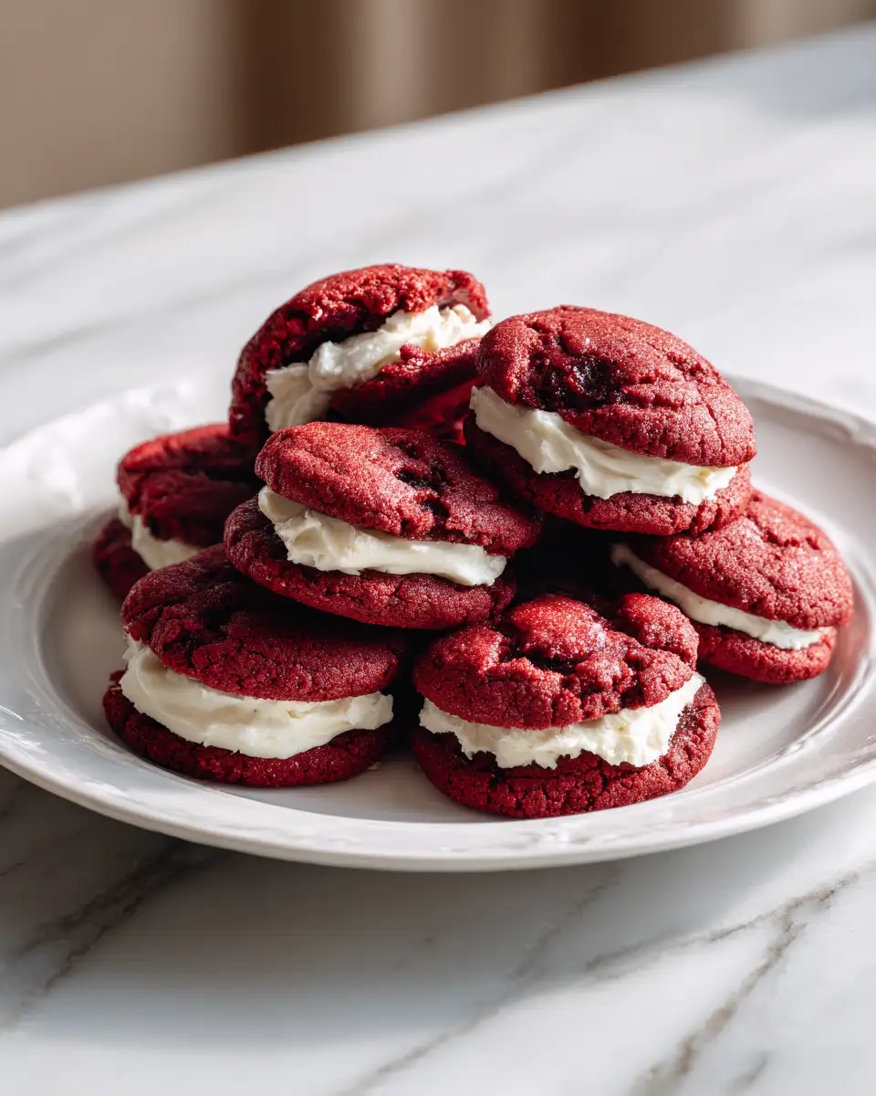 Final dish - Irresistible Red Velvet Thumbprint Cookies with Cream Cheese Filling