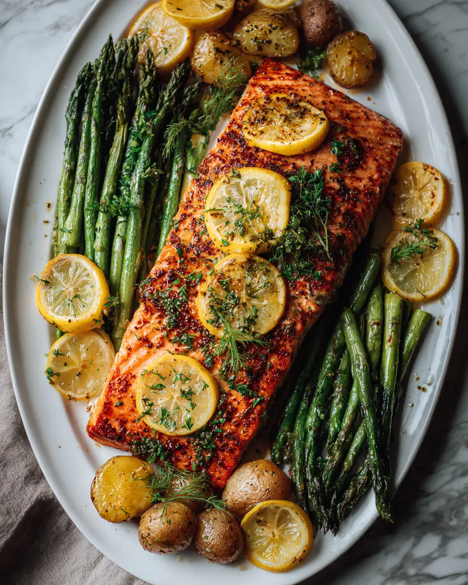 Final dish - Easy Sheet Pan Lemon Garlic Butter Salmon Recipe for a Flavorful Dinner