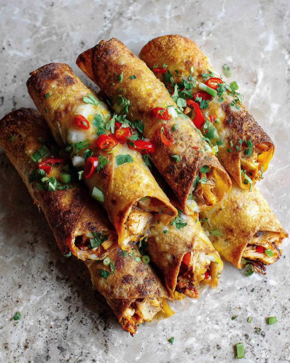 Final dish - Fiery Flavor Explosion Spicy Hatch Chili Chicken Taquito Rolls