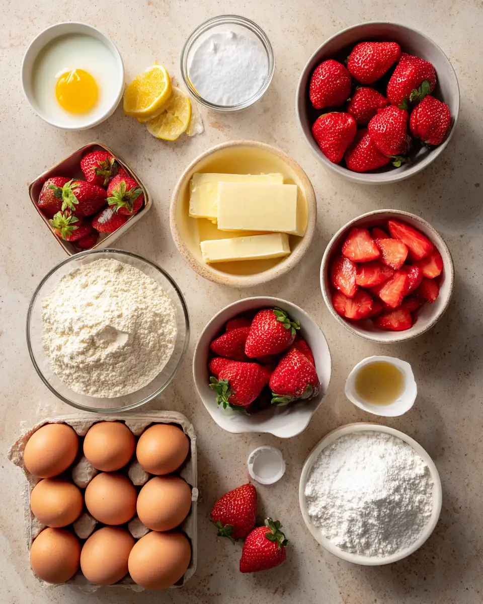 Ingredients for Irresistibly Moist Sweet Strawberry Pound Cake Recipe
