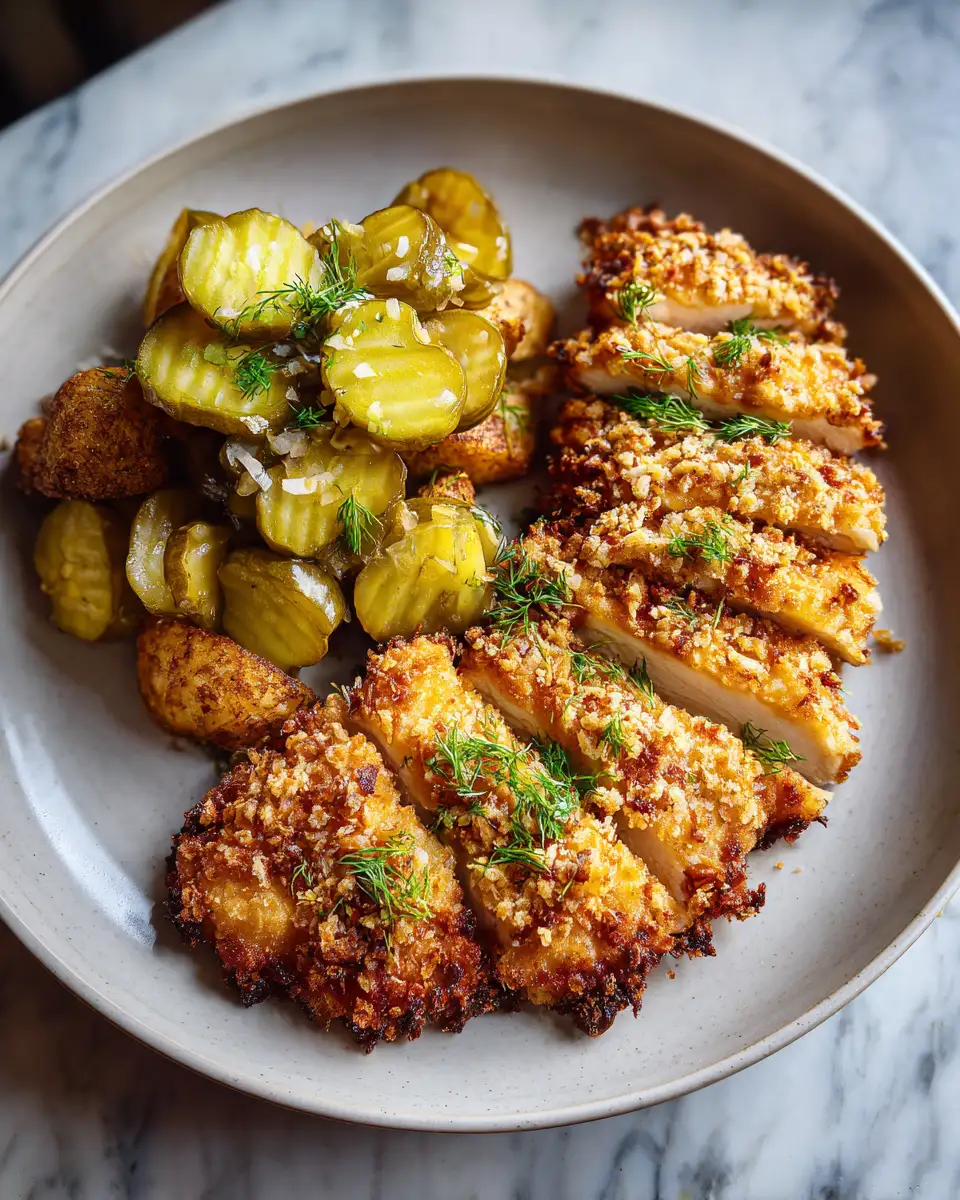 Final dish - Crunchy Parmesan Chicken with Tangy Dill Pickle Delight