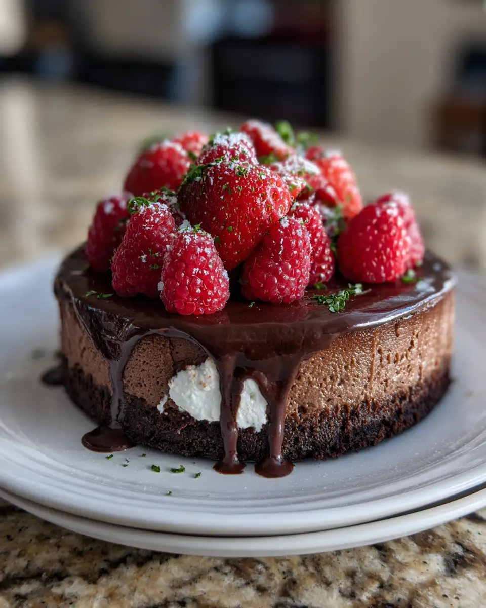 Final dish - Decadent Dark Chocolate Raspberry Cheesecake Recipe That Will Wow Your Taste Buds