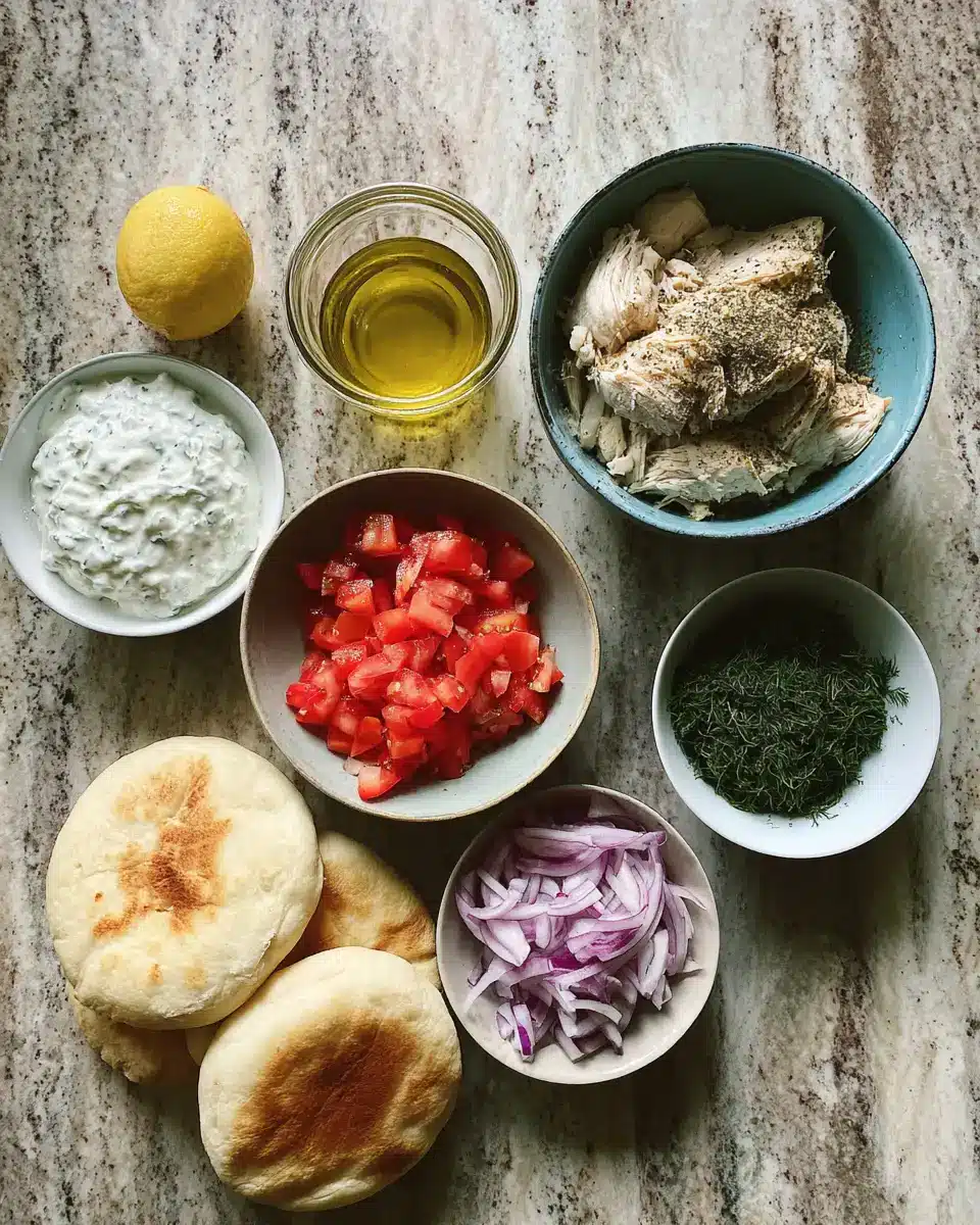 Ingredients for Easy Mediterranean Chicken Gyros Recipe for a Flavorful Weeknight Dinner