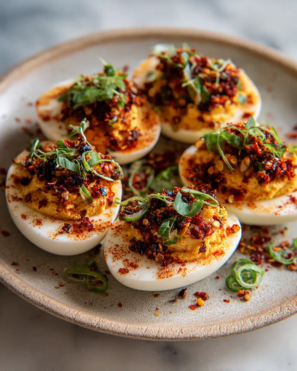 Final dish - Zesty Spicy Chili Garlic Deviled Eggs That Will Ignite Your Taste Buds