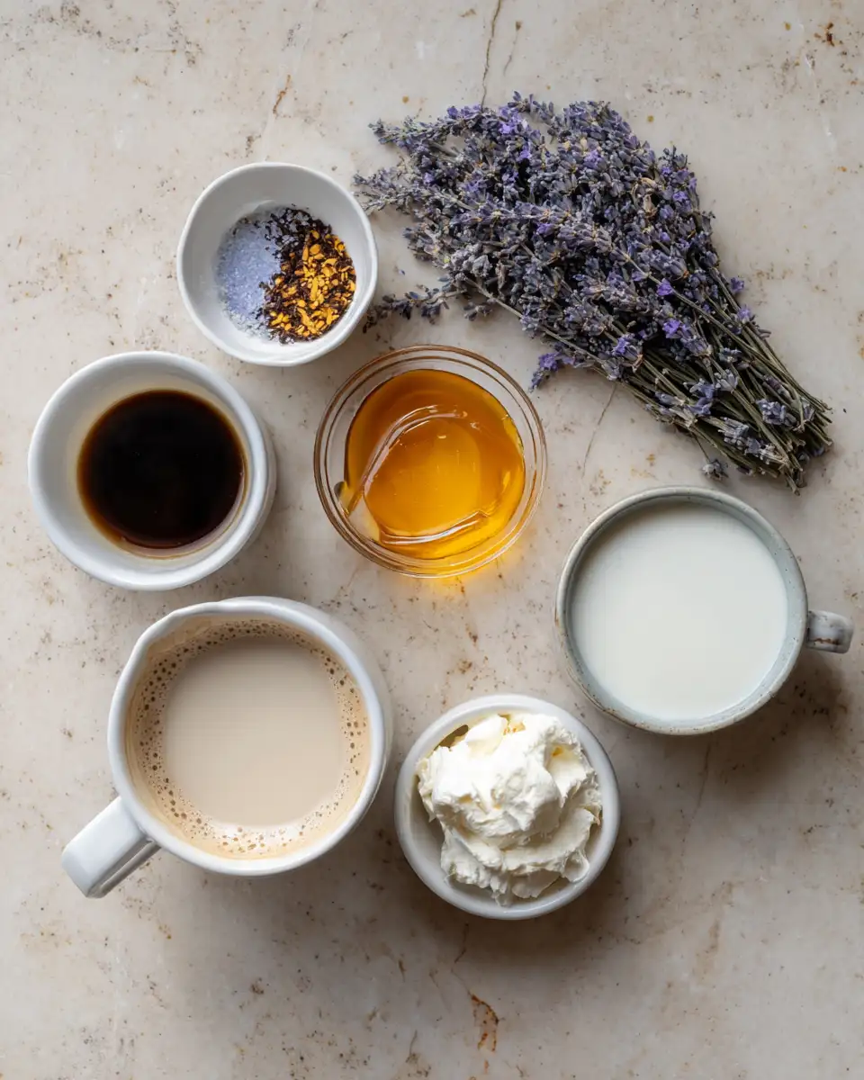 Ingredients for Sip Serenity with Lavender Honey Latte Bliss