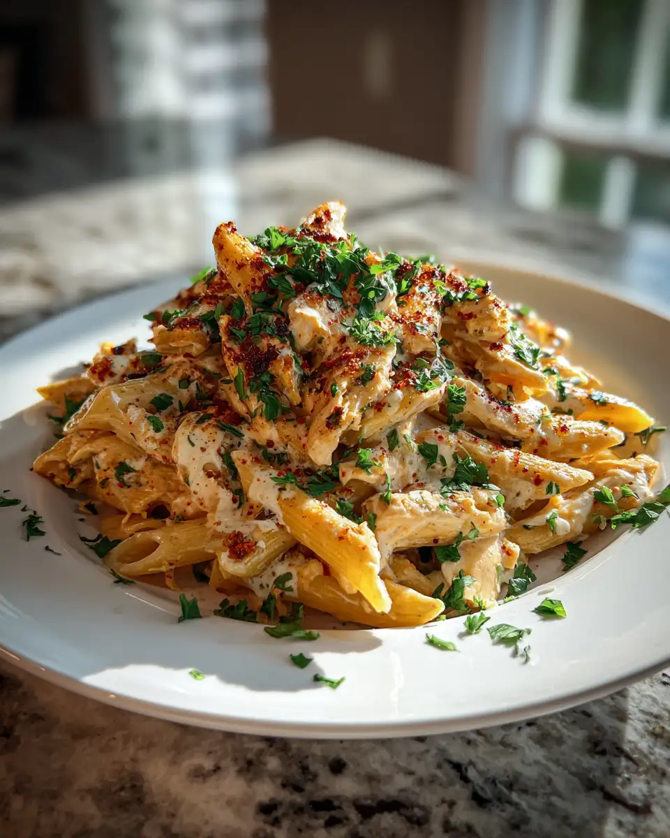 Final dish - Ultimate Comfort Food Slow Cooker Cheesy Chicken Penne Recipe
