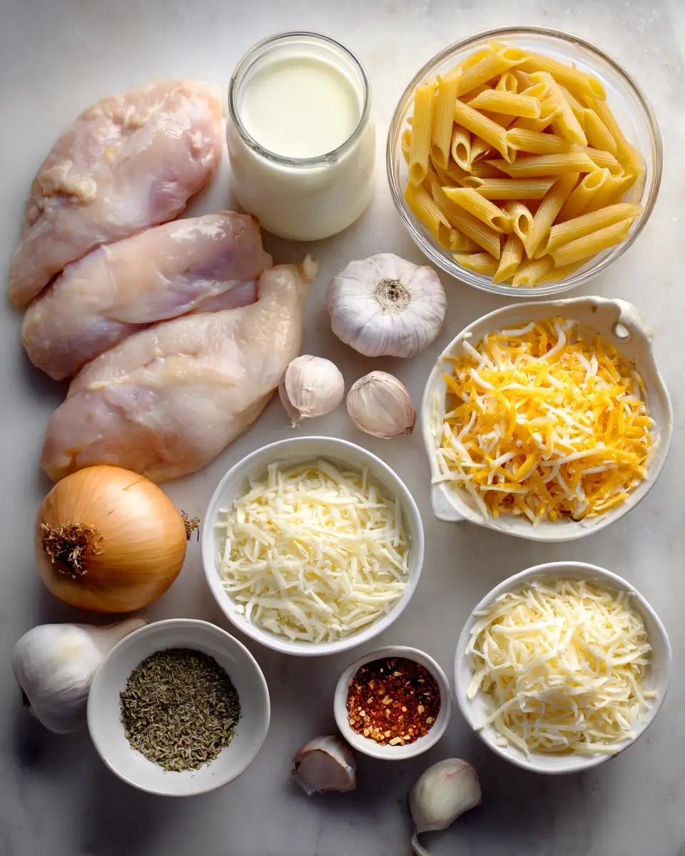 Ingredients for Ultimate Comfort Food Slow Cooker Cheesy Chicken Penne Recipe